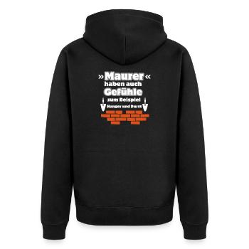 Maurer Gefühle - Unisex Premium Bio Zip Hoodie - Schwarz - Hinten - Nico (187cm)
