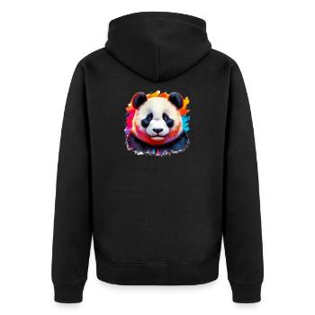 Panda - Unisex Premium Bio Zip Hoodie - Schwarz - Hinten - Nico (187cm)
