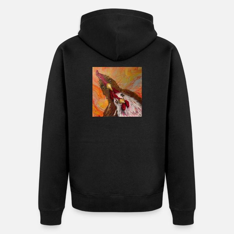 Coq et poulet - Veste à capuche bio Premium Unisexe - noir