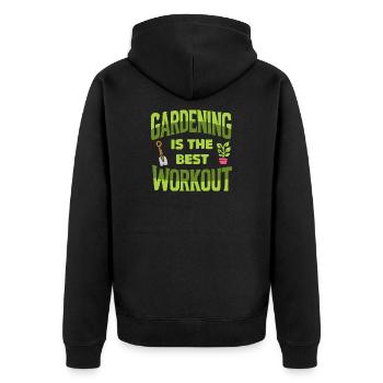 Garten FItness Workout - bestes Gym Arbeit - Unisex Premium Bio Zip Hoodie - Schwarz - Hinten - Nico (187cm)