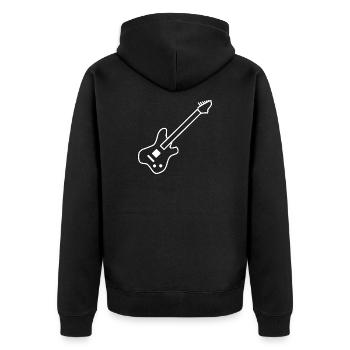 E-Gitarre Gitrarre Musik Rock - Unisex Premium Bio Zip Hoodie - Schwarz - Hinten - Nico (187cm)