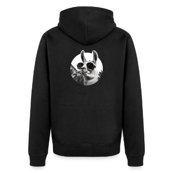 Lama en vacances palmiers humour comique  - Unisex Premium Organic Zip Hoodie - black - Back - Nico (187cm)