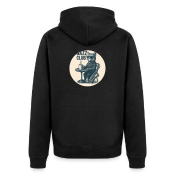 Chat de jazz cool avec saxophone - Vintage Club - Veste à capuche bio Premium Unisexe - noir - Dos - Nico (187cm)