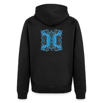Horse Love Blue Horse Pattern in Blue and Gold - Unisex Premium Organic Zip Hoodie - black - Back - Nico (187cm)