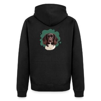 Little Münsterlander with green background - Unisex Premium Organic Zip Hoodie - black - Back - Nico (187cm)