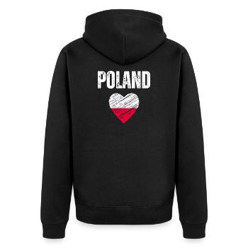 J’aime la Pologne, drapeau de la Pologne - Veste à capuche bio Premium Unisexe - noir - Dos - Nico (187cm)