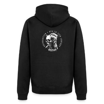 Unforgotten - Unisex Premium Bio Zip Hoodie - Schwarz - Hinten - Nico (187cm)