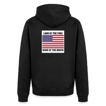 Drapeau patriotique américain avec texte en gras - Veste à capuche bio Premium Unisexe - noir - Dos - Nico (187cm)