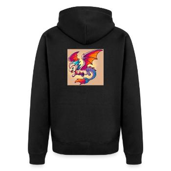 dragon - Unisex Premium Organic Zip Hoodie - black - Back - Nico (187cm)