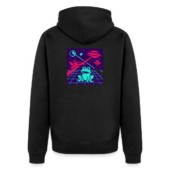 Space Frog - Unisex Premium Organic Zip Hoodie - black - Back - Nico (187cm)