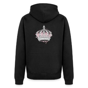Kunstvolle Krone mit Graffiti Splash - Unisex Premium Bio Zip Hoodie - Schwarz - Hinten - Nico (187cm)