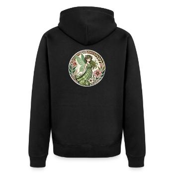 Verzauberte Waldfee Design - Unisex Premium Bio Zip Hoodie - Schwarz - Hinten - Nico (187cm)