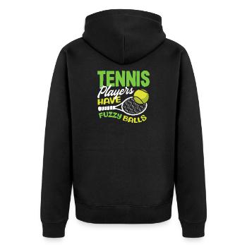 Tennis Players Have Fuzzy Balls - Unisex Premium Organic Zip Hoodie - black - Back - Nico (187cm)