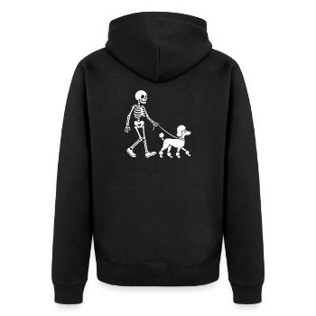 Squelette Promenade Chien Effrayant Halloween Animal de compagnie - Veste à capuche bio Premium Unisexe - noir - Dos - Nico (187cm)