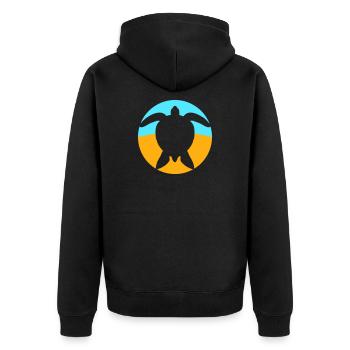 Turtle Logo Beach Water Sea Round Icon - Unisex Premium Organic Zip Hoodie - black - Back - Nico (187cm)