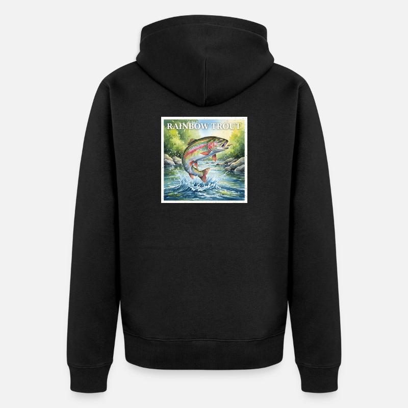 Regenbogenforelle - Unisex Premium Bio Zip Hoodie - Schwarz