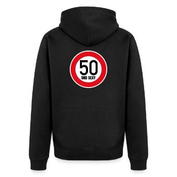 50e anniversaire Sexy Shield Tempo 50 et Sexy 50 - Veste à capuche bio Premium Unisexe - noir - Dos - Nico (187cm)