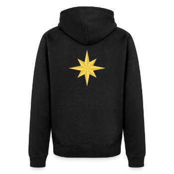 Golden Star with Eight Prongs - Unisex Premium Organic Zip Hoodie - black - Back - Nico (187cm)