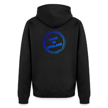 T-shirt English Pride – Logo bleu « Made in England » - Veste à capuche bio Premium Unisexe - noir - Dos - Nico (187cm)