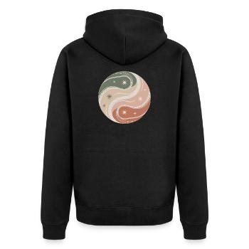 Boho Spirit – Inner Balance - Unisex Premium Organic Zip Hoodie - black - Back - Nico (187cm)