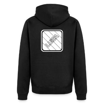 Luisa as a first name - Unisex Premium Organic Zip Hoodie - black - Back - Nico (187cm)