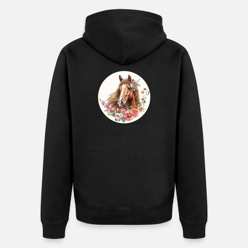 Fleurs de cheval - Veste à capuche bio Premium Unisexe - noir