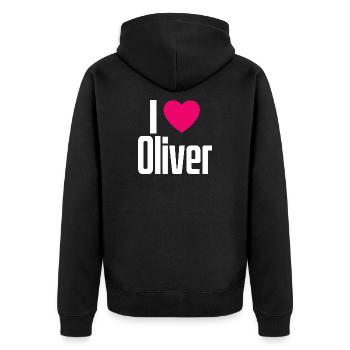 J’aime Oliver Coeur rose J’aime Oliver - Veste à capuche bio Premium Unisexe - noir - Dos - Nico (187cm)