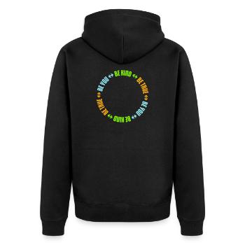Sois gentil, sois sincère, sois toi-même, un amour de soi inspirant - Veste à capuche bio Premium Unisexe - noir - Dos - Nico (187cm)