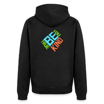 Sois gentil, sois sincère, sois toi-même, un amour de soi inspirant - Veste à capuche bio Premium Unisexe - noir - Dos - Nico (187cm)