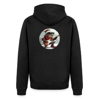 Frosch Weihnachten Gitarre - Unisex Premium Bio Zip Hoodie - Schwarz - Hinten - Nico (187cm)