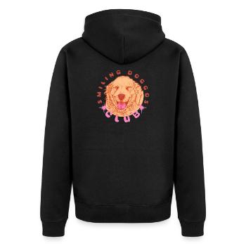 SMILING DOGGOS CLUB - Unisex Premium Organic Zip Hoodie - black - Back - Nico (187cm)