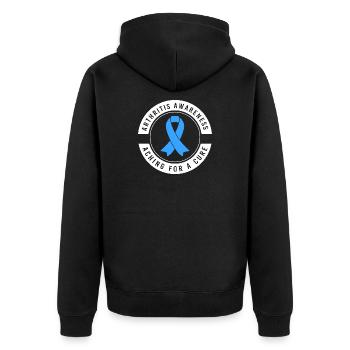 Arthritis Rheumatism - Unisex Premium Organic Zip Hoodie - black - Back - Nico (187cm)
