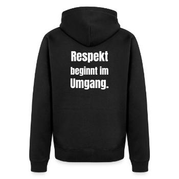 Le respect commence dans le fait de se rapporter les uns aux autres - Veste à capuche bio Premium Unisexe - noir - Dos - Nico (187cm)