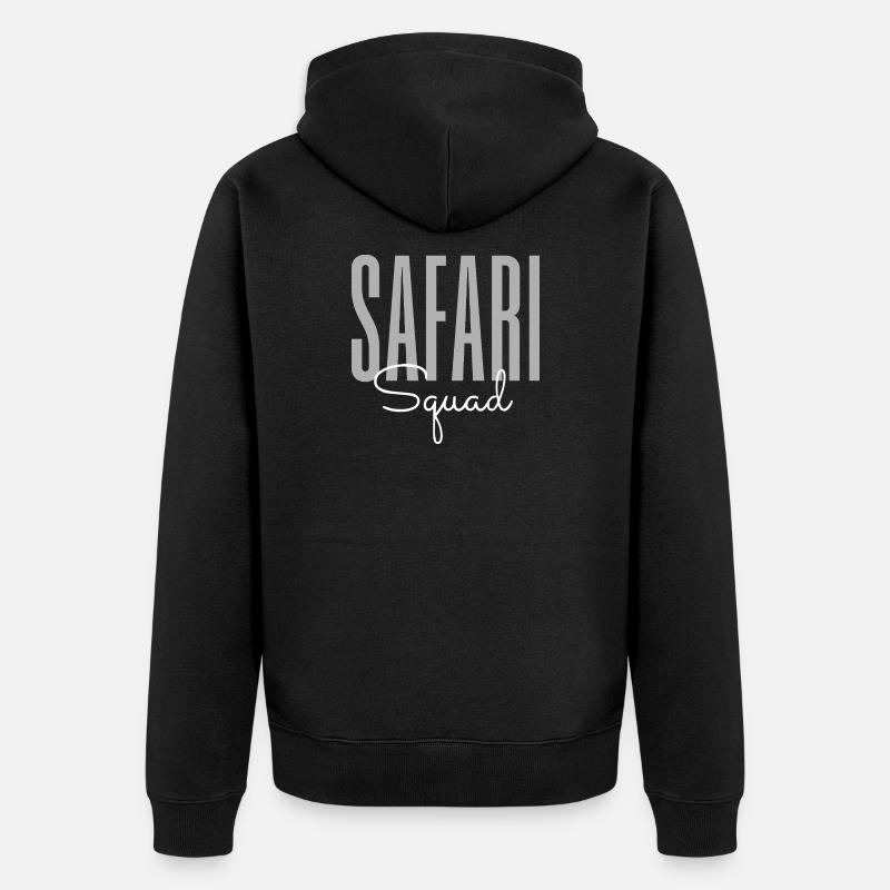 Safari Squad – Abenteuer-Wildtierreise-Entdecker - Unisex Premium Bio Zip Hoodie - Schwarz