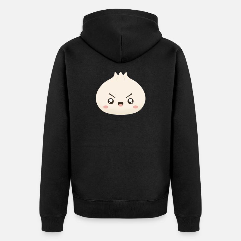 Grumpy Dumpling – süßes Maskottchen - Unisex Premium Bio Zip Hoodie - Schwarz