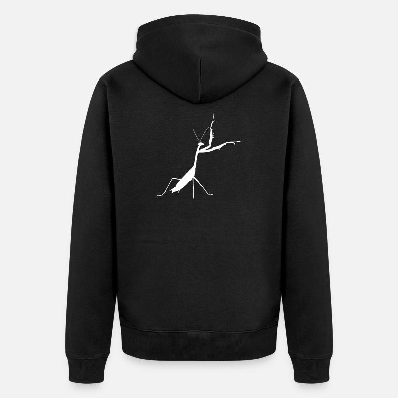 Gottesanbeterin weiss - Unisex Premium Bio Zip Hoodie - Schwarz