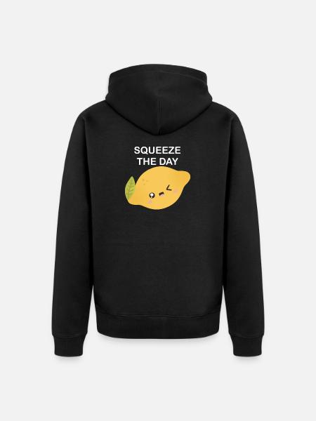 Squeeze the Day Zitronen-Charm - Unisex Premium Bio Zip Hoodie - Schwarz