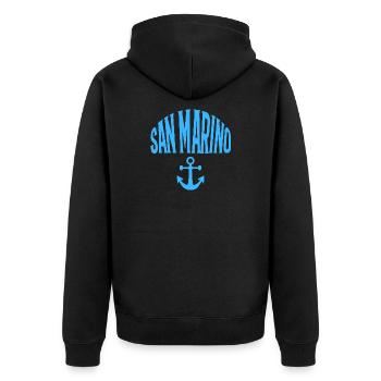 San Marino - Unisex Premium Bio Zip Hoodie - Schwarz - Hinten - Nico (187cm)