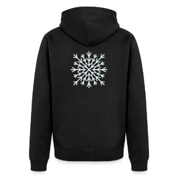 Frostiger Schneeflockenglanz - Unisex Premium Bio Zip Hoodie - Schwarz - Hinten - Nico (187cm)