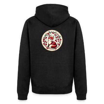 Cherry Ring Fox Vintage Circle - Unisex Premium Organic Zip Hoodie - black - Back - Nico (187cm)