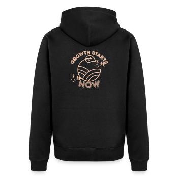 La croissance commence maintenant – Motiva inspirée par la nature minimale - Veste à capuche bio Premium Unisexe - noir - Dos - Nico (187cm)
