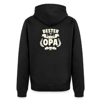 Bester Opa  - Unisex Premium Bio Zip Hoodie - Schwarz - Hinten - Nico (187cm)