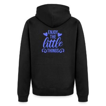 Enjoy The Little Things Gratitude Mindfulness - Unisex Premium Organic Zip Hoodie - black - Back - Nico (187cm)