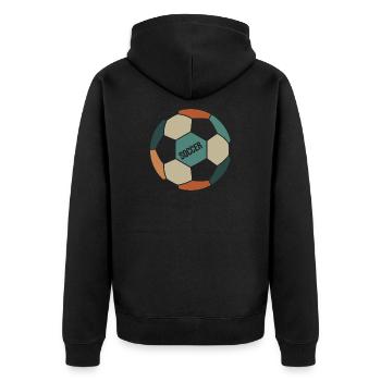 Retro Soccer Ball - Unisex Premium Organic Zip Hoodie - black - Back - Nico (187cm)