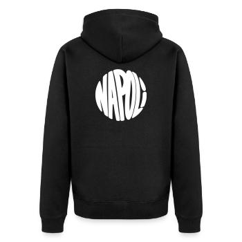 Lettres Naples en cercle - Veste à capuche bio Premium Unisexe - noir - Dos - Nico (187cm)