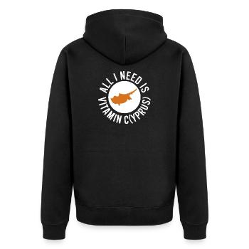 Zypern All I Need Is Vitamin Cyprus Zypern Flagge - Unisex Premium Bio Zip Hoodie - Schwarz - Hinten - Nico (187cm)
