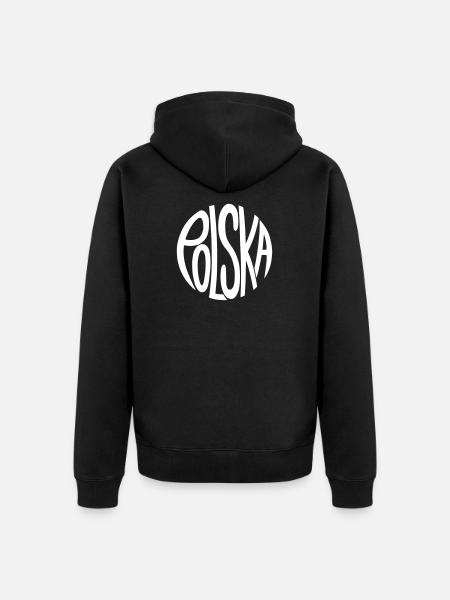 Polska - Poland Hand Lettering Logo Pattern - Unisex Premium Organic Zip Hoodie - black
