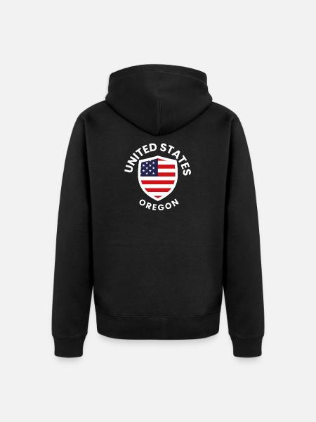 Oregon Shield mit US-Flagge - Unisex Premium Bio Zip Hoodie - Schwarz