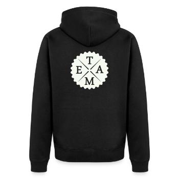Team - Unisex Premium Organic Zip Hoodie - black - Back - Nico (187cm)