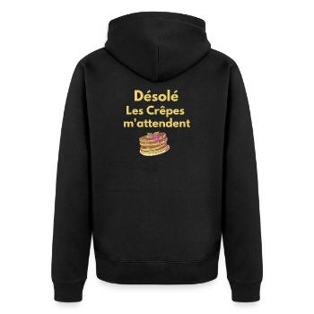Sorry The Pancakes are waiting for me - Unisex Premium Organic Zip Hoodie - black - Back - Nico (187cm)